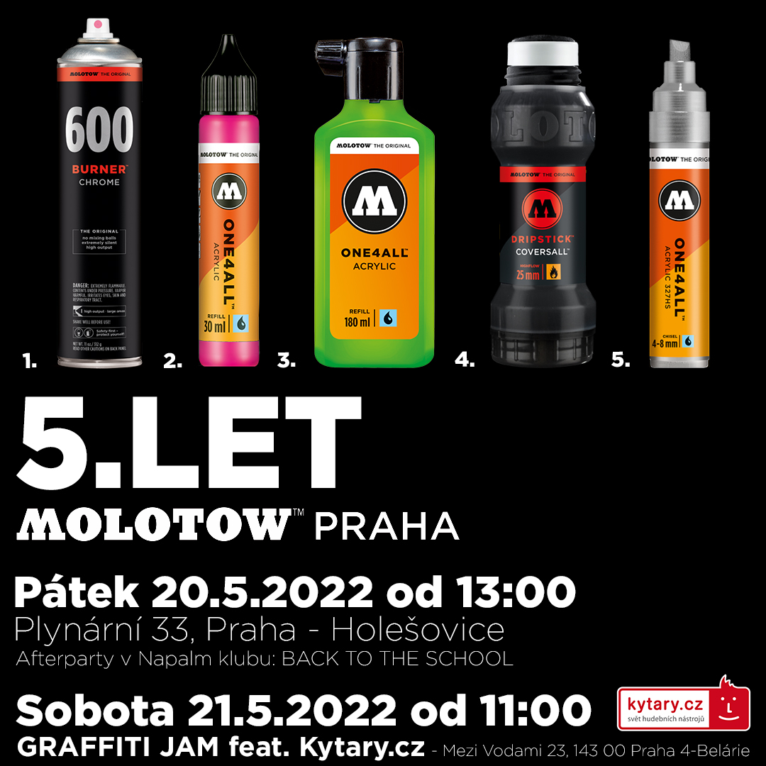 Molotow Praha 5 let oslava + graffiti jam